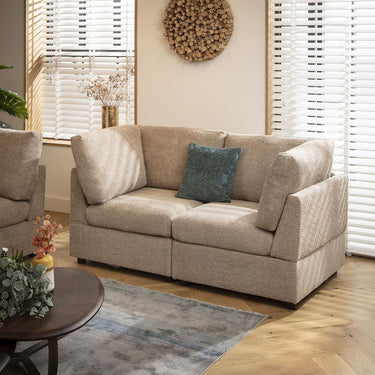 Quatropi Modular 2 Seater Small Modern Sectional Sofa Couch Beige Boucle Fabric