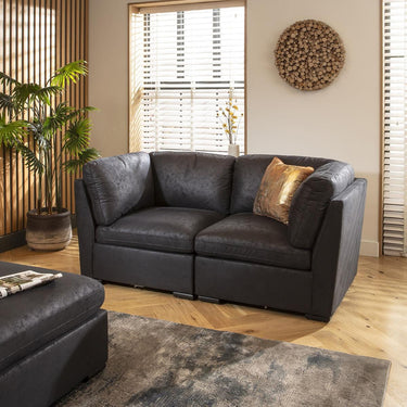 Quatropi Modular 2 Seater Small Modern Sectional Sofa Couch Set Black Fabric