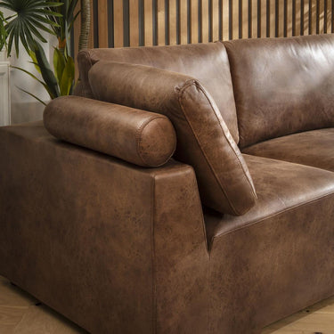 Quatropi Modular 3 Seater Modern Sofa Chaise Couch Footstool Brown Fabric