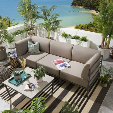 Quatropi Modular Garden Sofa 3 Seat Set Outdoor Patio Modern Beige Aluminium