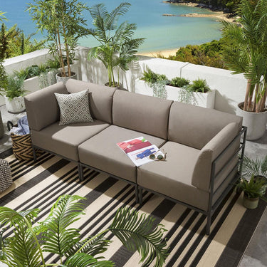 Quatropi Modular Garden Sofa 3 Seat Set Outdoor Patio Modern Beige Aluminium