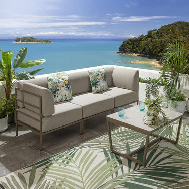 Quatropi Modular Garden Sofa 3 Seat Set Outdoor Patio Modern Cream Aluminium