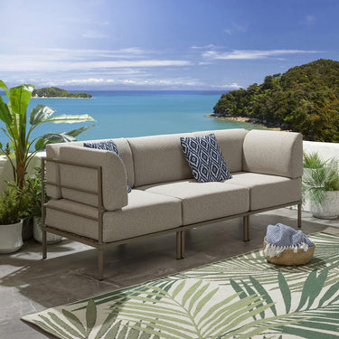Quatropi Modular Garden Sofa 3 Seat Set Outdoor Patio Modern Cream Aluminium