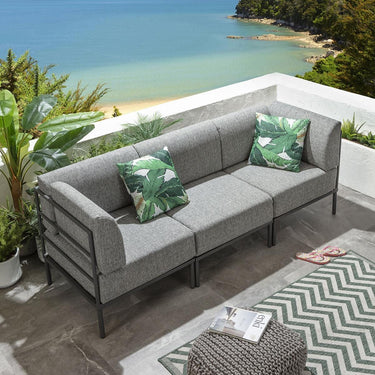 Quatropi Modular Garden Sofa 3 Seat Set Outdoor Patio Modern Grey Aluminium