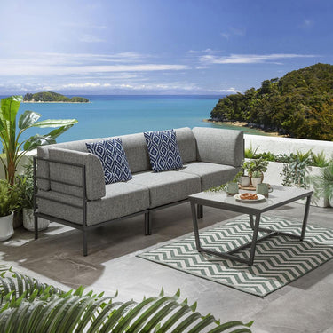 Quatropi Modular Garden Sofa 3 Seat Set Outdoor Patio Modern Grey Aluminium