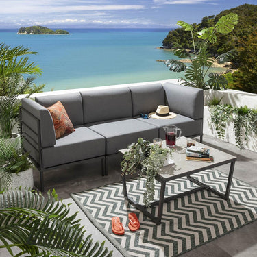 Quatropi Modular Garden Sofa 3 Seat Set Outdoor Patio Modern Grey Aluminium