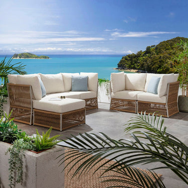 Quatropi Modular Outdoor 2 & 3 Seater Garden Sofa Set Aluminium Neutral Beige 218cm & 140cm