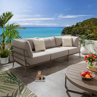 Quatropi Modular Outdoor Garden Sofa Set Aluminium Cream Beige 255cm
