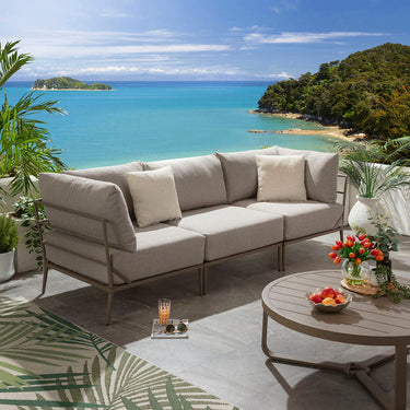 Quatropi Modular Outdoor Garden Sofa Set Aluminium Cream Beige 255cm