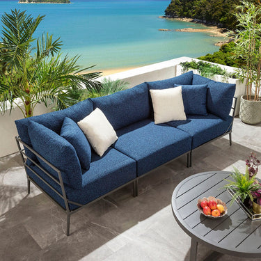 Quatropi Modular Outdoor Garden Sofa Set Aluminium Dark Blue 255cm