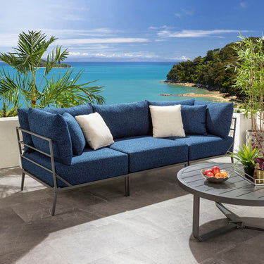 Quatropi Modular Outdoor Garden Sofa Set Aluminium Dark Blue 255cm