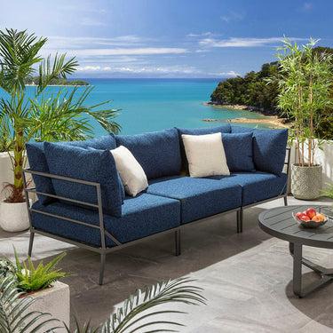 Quatropi Modular Outdoor Garden Sofa Set Aluminium Dark Blue 255cm
