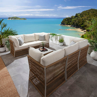 Quatropi Modular Outdoor Garden Sofa Set Aluminium Neutral Beige 218cm