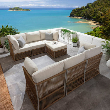 Quatropi Modular Outdoor Garden Sofa Set Aluminium Neutral Beige 218cm