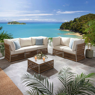 Quatropi Modular Outdoor Garden Sofa Set Aluminium Neutral Beige 218cm