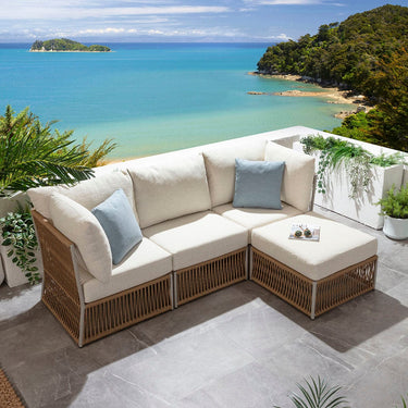 Quatropi Modular Outdoor Garden Sofa Set Aluminium Neutral Beige 218cm