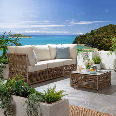 Quatropi Modular Outdoor Garden Sofa Set Aluminium Neutral Beige 218cm