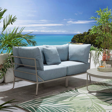 Quatropi Modular Outdoor Garden Sofa Set Aluminium Sky Blue 170cm
