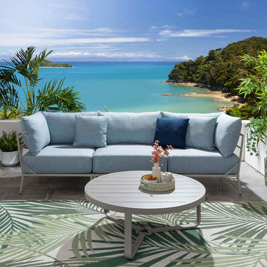 Quatropi Modular Outdoor Garden Sofa Set Aluminium Sky Blue 255cm