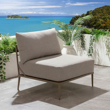 Quatropi Modular Outdoor L-Shape Garden Corner Sofa Aluminium Cream Beige 255x170cm