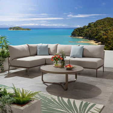 Quatropi Modular Outdoor L-Shape Garden Corner Sofa Aluminium Cream Beige 255x170cm