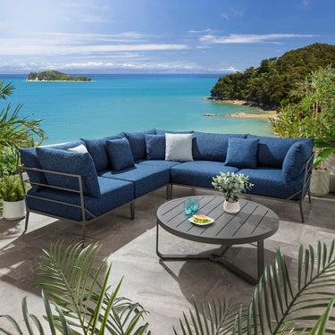 Quatropi Modular Outdoor L-Shape Garden Corner Sofa Aluminium Dark Blue 255x255cm