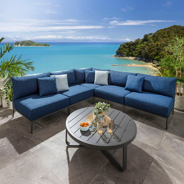 Quatropi Modular Outdoor L-Shape Garden Corner Sofa Aluminium Dark Blue 255x255cm