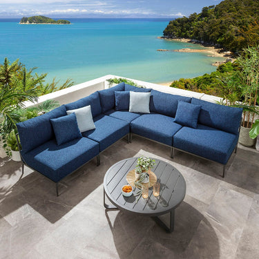 Quatropi Modular Outdoor L-Shape Garden Corner Sofa Aluminium Dark Blue 255x255cm