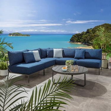 Quatropi Modular Outdoor L-Shape Garden Corner Sofa Aluminium Dark Blue 255x255cm