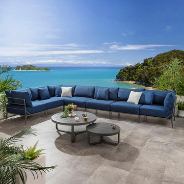 Quatropi Modular Outdoor L-Shape Garden Corner Sofa Aluminium Dark Blue 340x340cm