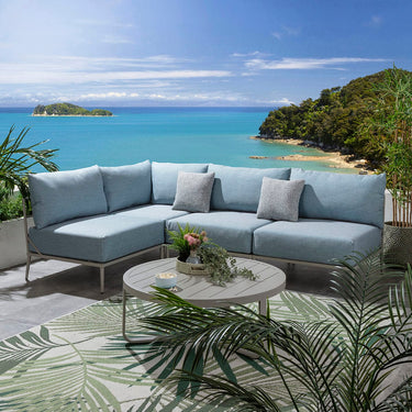 Quatropi Modular Outdoor L-Shape Garden Corner Sofa Aluminium Sky Blue 255x170cm