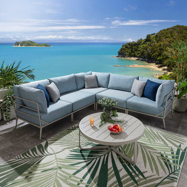Quatropi Modular Outdoor L-Shape Garden Corner Sofa Aluminium Sky Blue 255x255cm