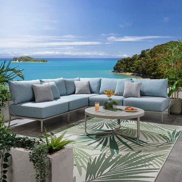 Quatropi Modular Outdoor L-Shape Garden Corner Sofa Aluminium Sky Blue 255x255cm