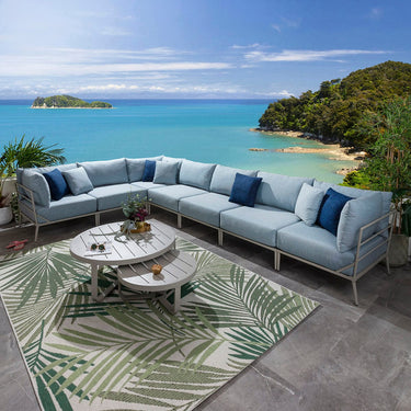 Quatropi Modular Outdoor L-Shape Garden Corner Sofa Aluminium Sky Blue 340x340cm