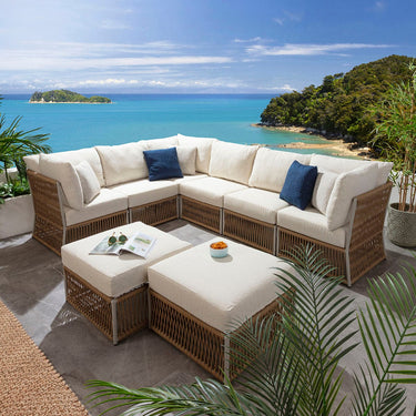 Quatropi Modular Outdoor L-Shape Garden Corner Sofa Set Aluminium Neutral Beige 288x218cm