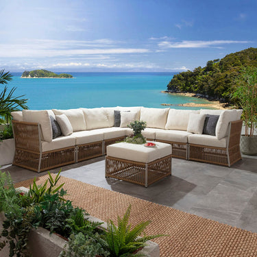Quatropi Modular Outdoor L-Shape Garden Corner Sofa Set Aluminium Neutral Beige 288x288cm