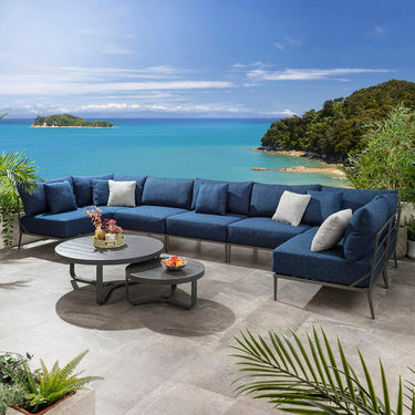 Quatropi Modular Outdoor U-Shape Garden Corner Sofa Aluminium Dark Blue 425x170cm