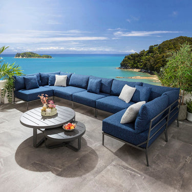 Quatropi Modular Outdoor U-Shape Garden Corner Sofa Aluminium Dark Blue 425x170cm