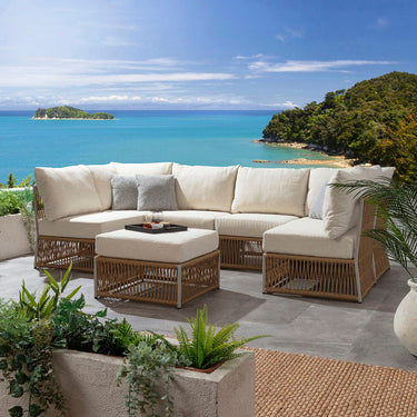 Quatropi Modular Outdoor U-Shape Garden Corner Sofa Set Aluminium Neutral Beige 288x144cm