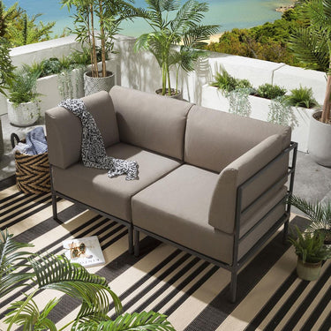 Quatropi Modular Small Garden Sofa 2 Seat Outdoor Patio Modern Beige Aluminium