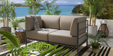 Quatropi Modular Small Garden Sofa 2 Seat Outdoor Patio Modern Beige Aluminium