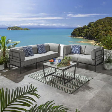 Quatropi Modular Small Garden Sofa Set 5 Seat Outdoor Patio Modern Grey Aluminium