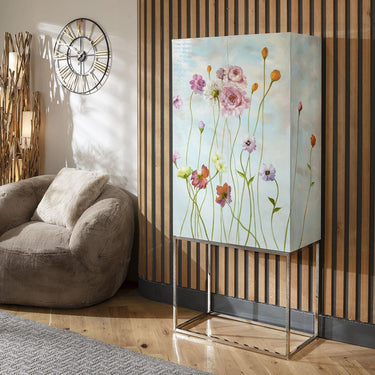 Quatropi Monty Hand-Painted Tall Decorative Bar Storage Cabinet White 80x180cm