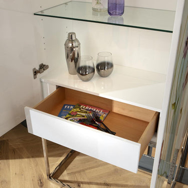 Quatropi Monty Hand-Painted Tall Decorative Bar Storage Cabinet White 80x180cm