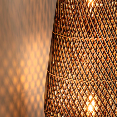 Quatropi Niki Modern Palm Combi Wicker Weave Floor Lamp 100cm
