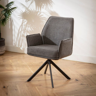 Quatropi Nina Swivel Carver Dining Chairs Charcoal
