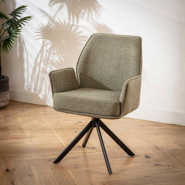 Quatropi Nina Swivel Carver Dining Chairs Green