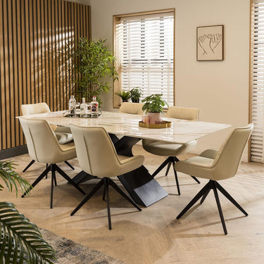 Quatropi Nora 6 Seater Ceramic Dining Set Cream