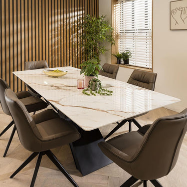 Quatropi Nora 6 Seater Ceramic Dining Set Grey