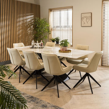 Quatropi Nora 8 Seater Ceramic Dining Set Cream
